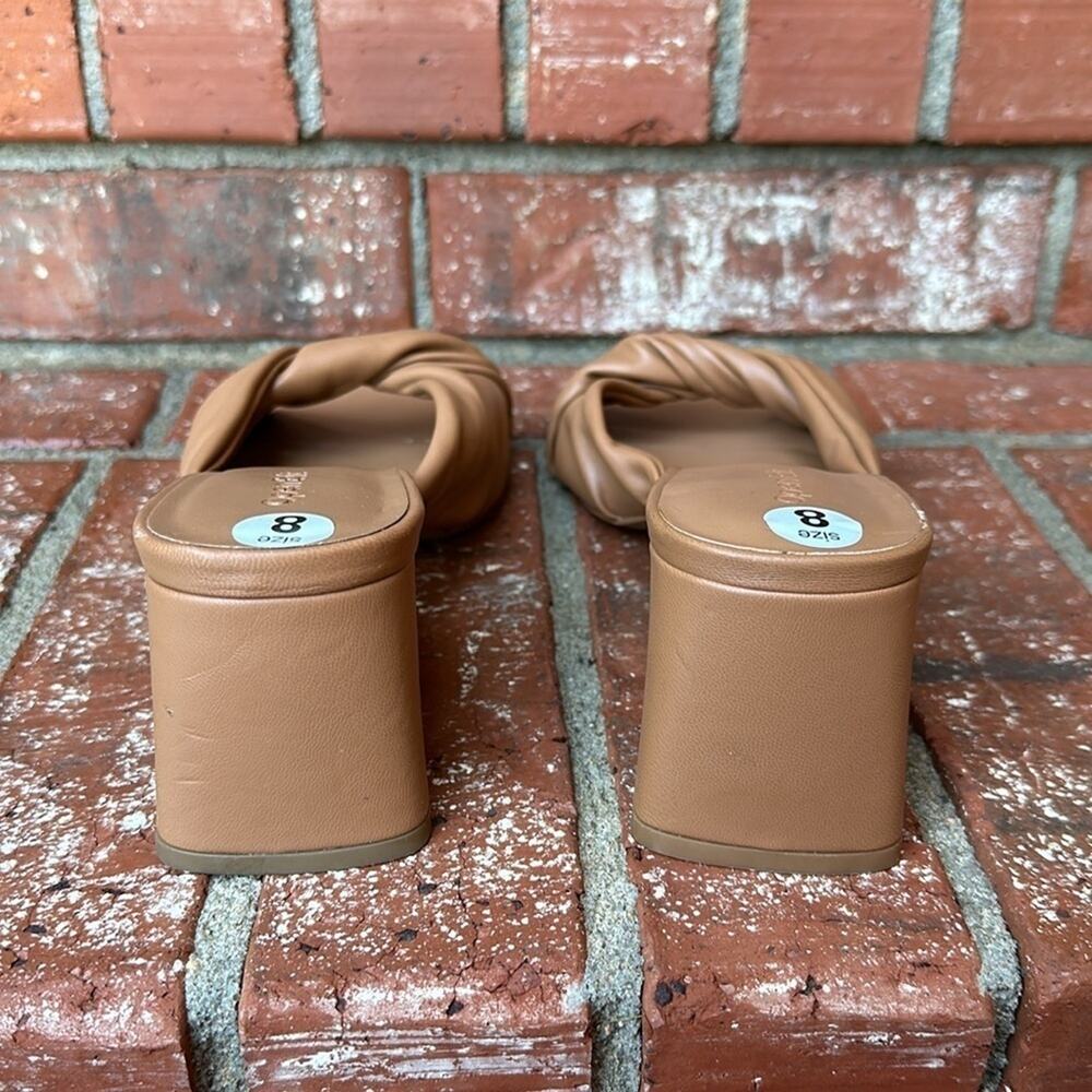 Open Edit Cora Tan Twisted Slide Sandals - Women's Size 8 Block Heel - Picture 4 of 7